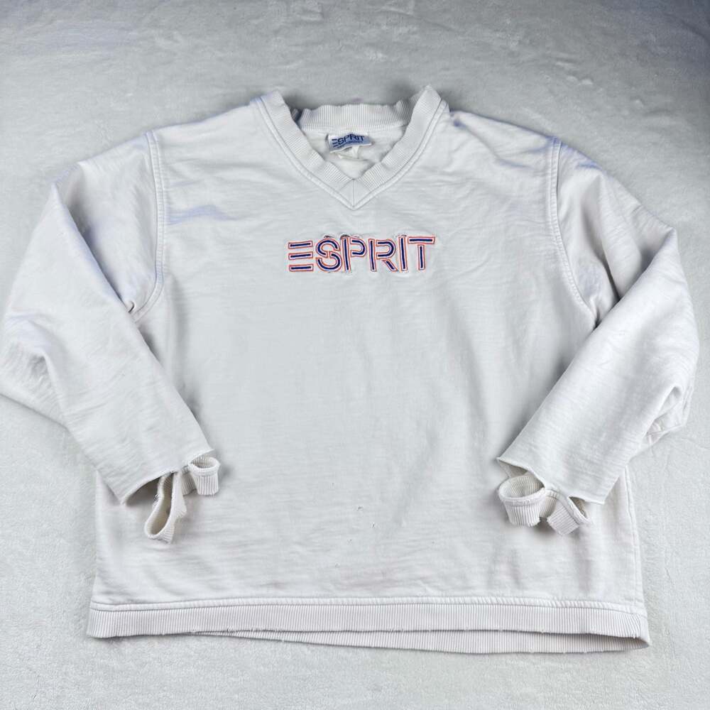 Esprit Sweatshirt Vneck with worn in distressing size large y2k 90’s